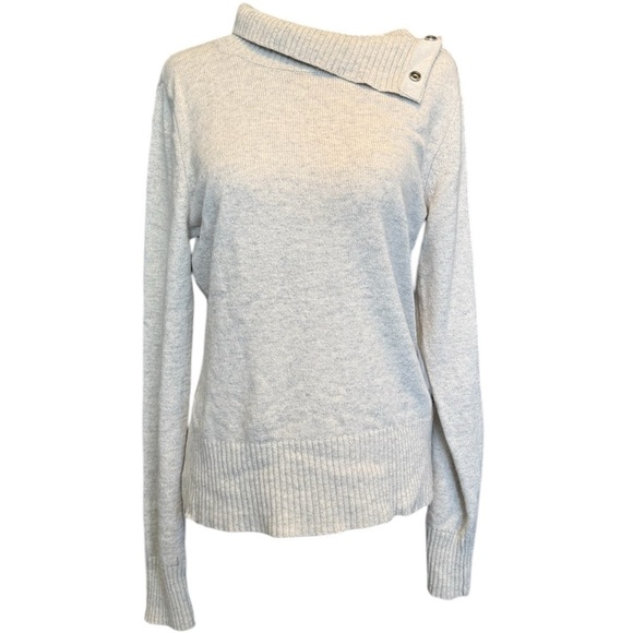 Anthropologie Sweaters - Moth Anthropologie Snap Button Side Sleeve Cream Gray Sweater